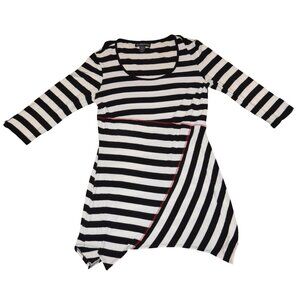 Frank Lyman Black White Stripe 3/4 Sleeve T-Shirt Dress Women's Size 6 Canada